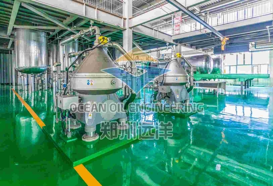 ISO9001 Equipamento de refino químico de óleo comestível com capacidade de produção de 200-500TPD